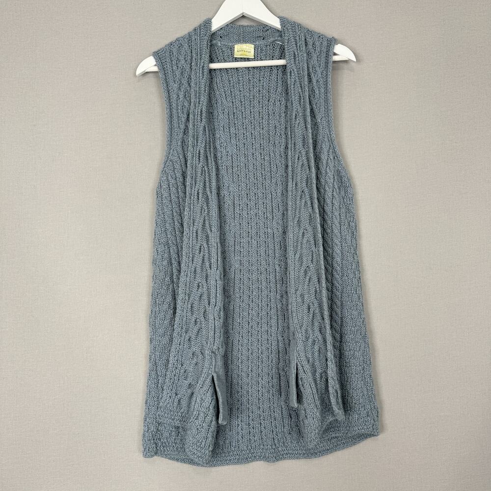 Kilronan Sweater Vest Womens S Merino Wool Open Front Pockets Made in Ireland